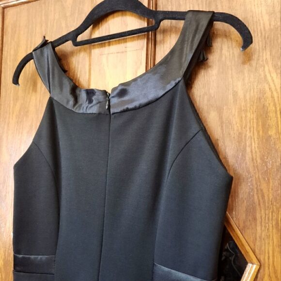 Badgley Mischka Collection Ruffle Neck Dress Sleeveless Black - Picture 11 of 15